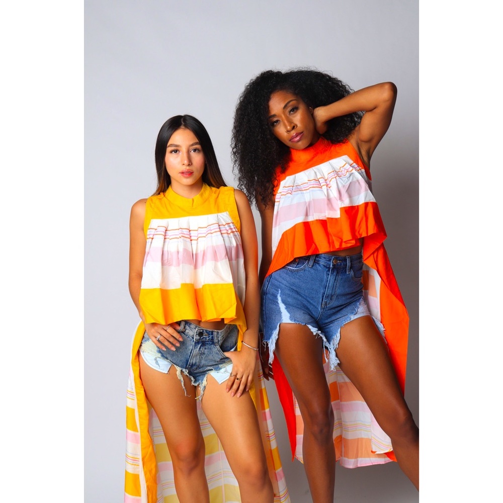 ❤️ TRENDY ASYMMETRICAL STRIPE TOP